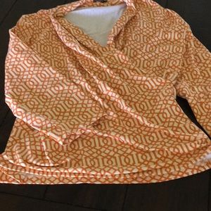 J. McLaughlin top orange/white stretch L